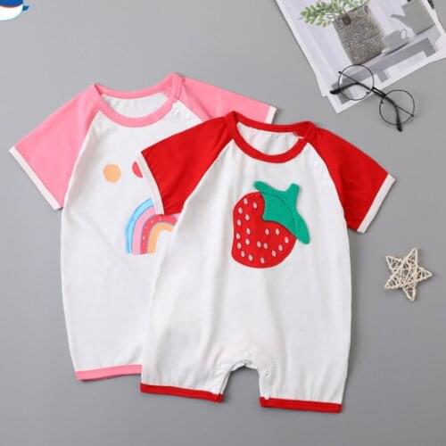 New Summer Baby Girl Rompers Cotton Breathable Cartoon Fruit Patchwork Short Sleeve Baby Romper Jumpsuit Cute Baby Clothes 0-18M