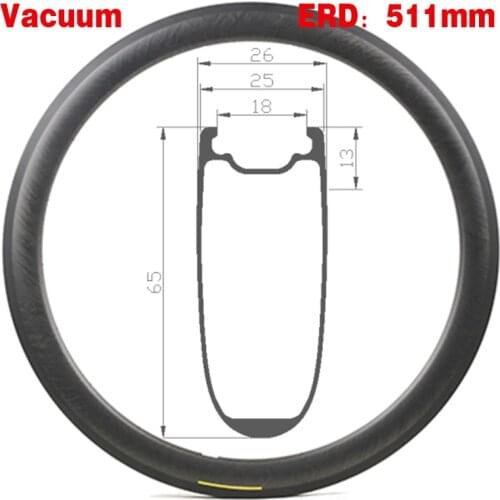 New Carbon Road RIM 700C Wheel ERD 511MM Depth 65mm for Road Disc / V Brake Bike Rim Clincher 18-32 Holes Road Bike Bicycle Rim