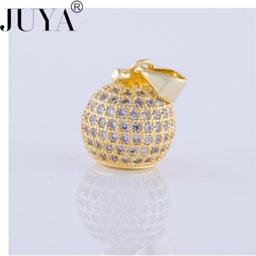 5pcs Gold Rose Gold Copper Zircon Round Charms Pendants Pingente Fit For Handmade Diy Jewelry Findings 14x12mm berloque