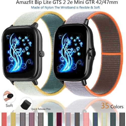 Nylon Loop Strap for amazfit GTS 2 2e Mini Bip/Bip Lite Watchband Bracelet for amazfit GTR 42/47mm 2 2e Stratos 2 2S 3 Wristbelt