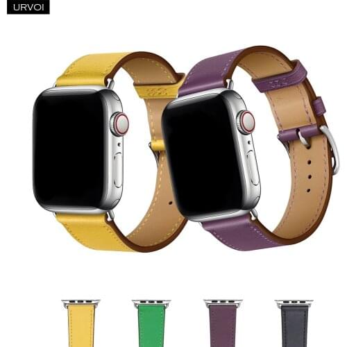 URVOI Fall 2020 Single Tour band for apple watch series 6 S 5 4 3 2 Swift Leather strap for iWatch wrist classic buckle 40 44mm