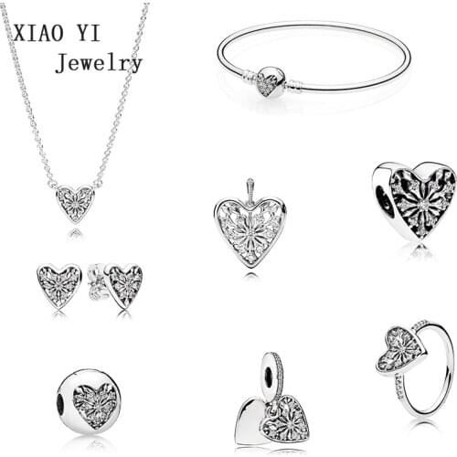 XIAOYI 100% 925 sterling 11 winter heart ring earrings earrings pendant charm heart-shaped series in exquisite design