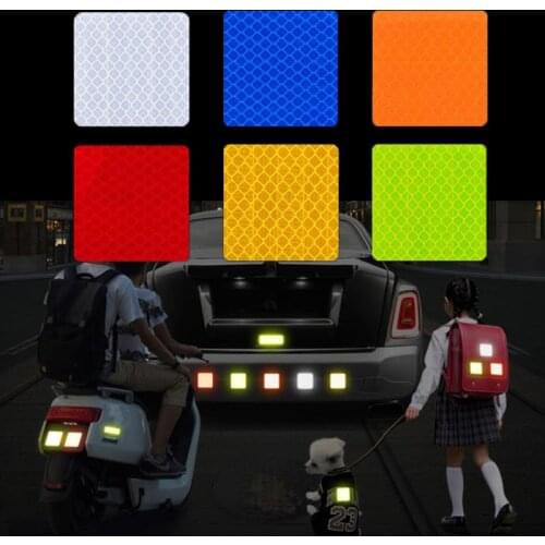 10 pcs Square Rectangle Car Safety Mark Decal Warning Tape Reflective Stickers For Bicycle Car Exterior Decoration Accessories