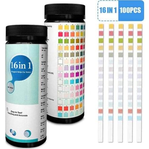 16 In 1 Pool Water Spa Test Strips Swimming Pool Water Quality Testing Strip Drinking Water Test Paper For Pond Hot Tub Aquarium