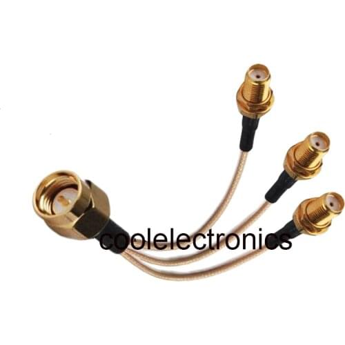 SMA Male Plug to 3 SMA Female Jack Connector RF RG316 Pigtail Y Extension Cable 10/15/20/30/50cm /1m