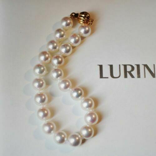Gorgeous AAA+ 8-9mm real natural Japan Akoya white round Pearl bracelet