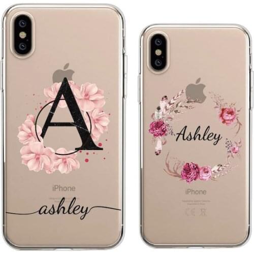 Custom Personalized Name Vintage Tropical Flower Wreath Bouquet Phone Soft Case For iPhone 12 Mini 11 Pro XS Max XR 7Plus 8Plus