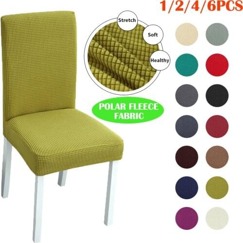 6PCS Jacquard Dining Chair Covers Plaid Polar Fleece Elastic Stretch Wedding Chair Slipcovers Banquet Chair Protector Case