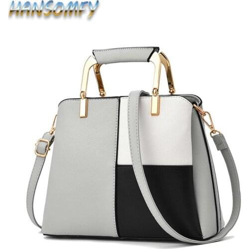 HANSOMFY Patchwork Tote Bag Women Leather Handbag Messenger Bags Women Shoulder For Women 2019 Sac a Main Ladies Hand Bags CC-91