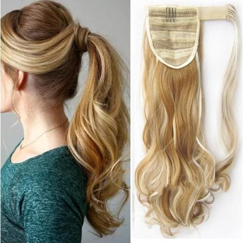 Ladys Wavy Ponytail Hair Extensio Long Curly Eye-Catching Hairstyles Mix Color Synthetic False Hairpieces