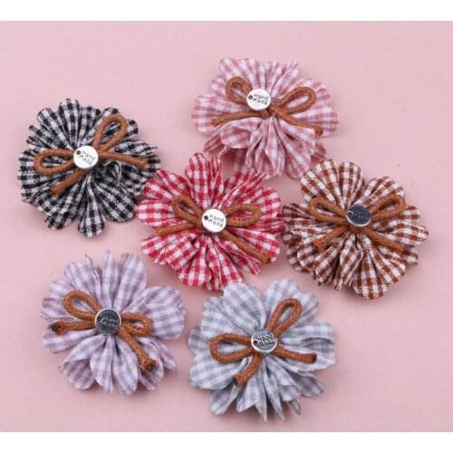 Newest 10pcs 50mm handmade Fabric Flowers Stickers Gril Hair Jewelry Garment Ornament Accessories Headband Headwear Decoration