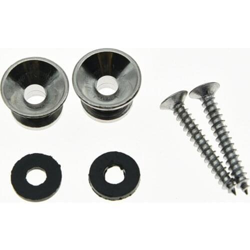 2x Guitar Strap Buttons Knobs Guitar End Pins Chrome