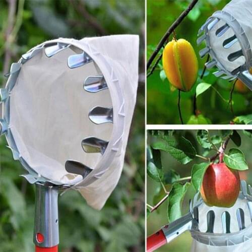 230E Metal Fruit Picker Convenient Fabric Orchard Gardening Apple Peach High Tree Picking Tools Useful For Fruit