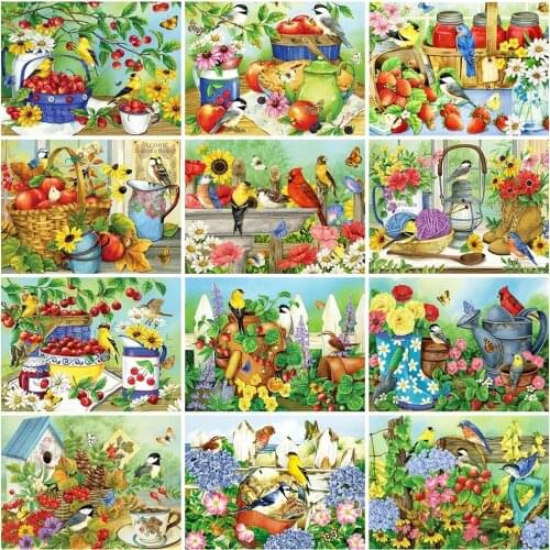 5D Diy Diamond Embroidery Bird Flowers Rhinestone Art Full Diamond Painting Animals Cross Stitch Mosaic Home Decoration Wall Art