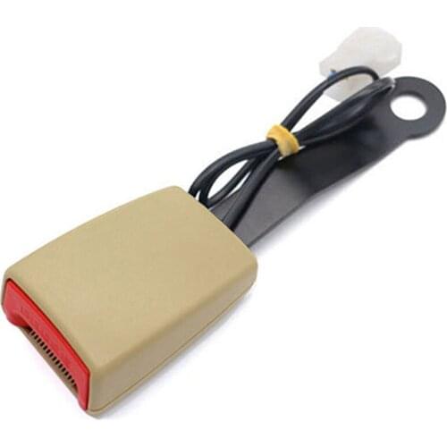 7/8" Beige Cam lock Car Front Seat Belt Buckle Padding Socket Plug Connector with Warning Cable