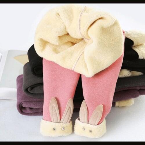 Girls' Velvet Pants Thickened Autumn and Winter Leggings Korean Style Outerwear Baby Girls' Warm Childrens Pants
