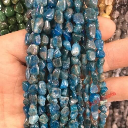 Free Shipping 6-8mm Irregular blue apatite Loose Beads Natural Shaped Stone Beads For Jewelry Making 15