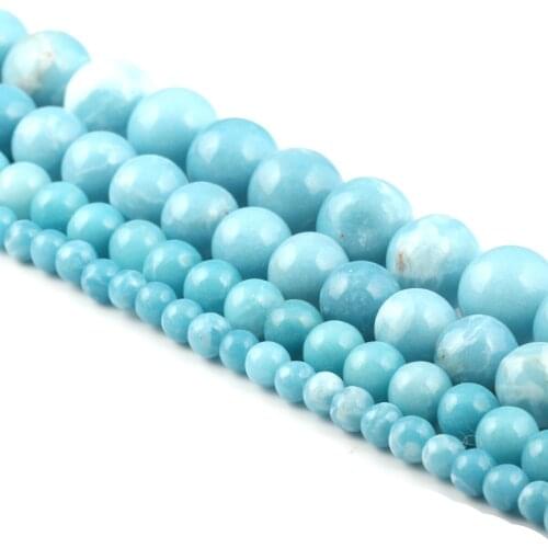 Natural stone beads Round Ocean blue Jewelry Stone Beads loose Spacer beaded For Jewelry Making DIY Bracelet Necklace Accessorie
