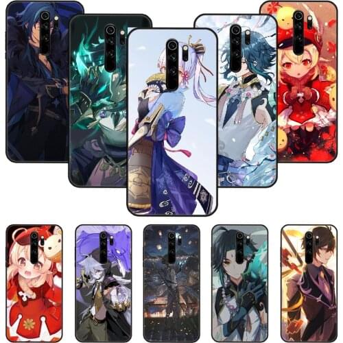 Phone Case For Xiaomi Redmi Note 8 8T 7 7A 9 9S 8A 4 5 Pro Black Cover Funda Art Coque Soft Bumper Hot Game Genshin Impact