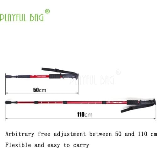 Aluminum alloy four-section straight-handled climbing stick with shock absorption and telescopic carbon steel pointed stick ZK05