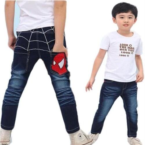 Baby boys jeans 2-8T kids spring warm pants infant autumn casual trousers children denim trousers boys cartoon jeans for boys