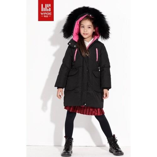 Childrens Big Kid Mid-Length White Duck down Winter Thick Solid Color Hooded Warm down Jacket kids down coat with hood