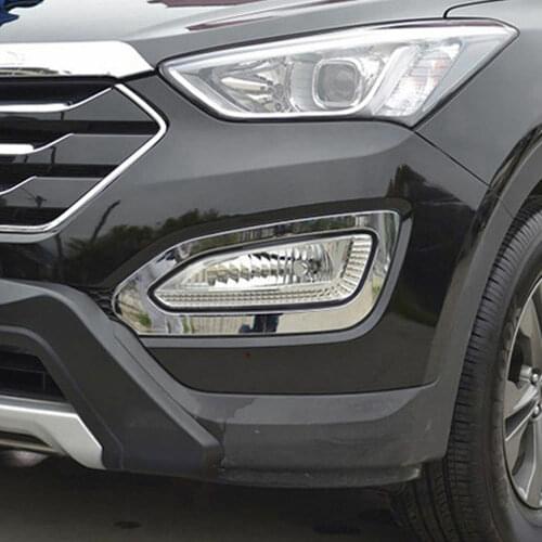 Chrome Front Fog Lights Lamp Cover Trim For Hyundai Santa Fe ix45 2013 2014 2015