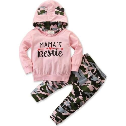 0-24M New Toddler Kid Camo Clothes Set Baby Girl Hoodie Top Long Pants Legging Outfit Tracksuit