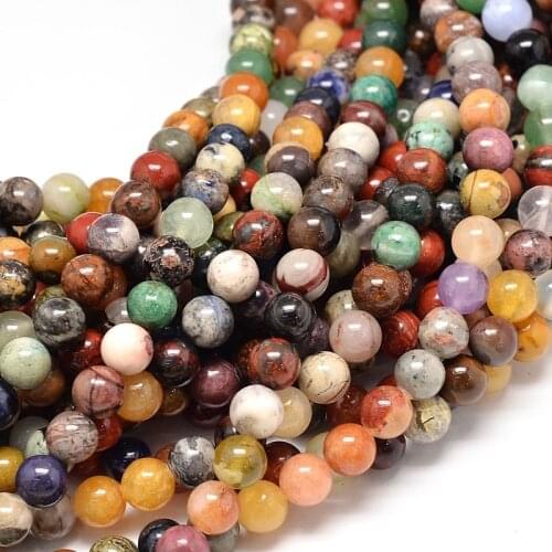 5 Strands 8mm Round Natural Stone Bead Strands Loose Spacer Beads for Jewelry Making DIY Bracelet Necklace Findings Hole: 1mm