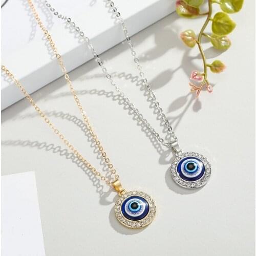 Hot Fashion Turkish Crystal Evil Eyes Pendant Necklace For Womens Jewelry Gold Color Clavicle Chains Necklaces