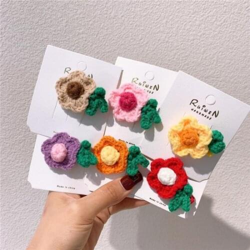 Cute Knitted Style Floral Hair Clips Hair Pins Hair Accessories For Baby Girls Hair Grips Barrettes Hair Styling Tools