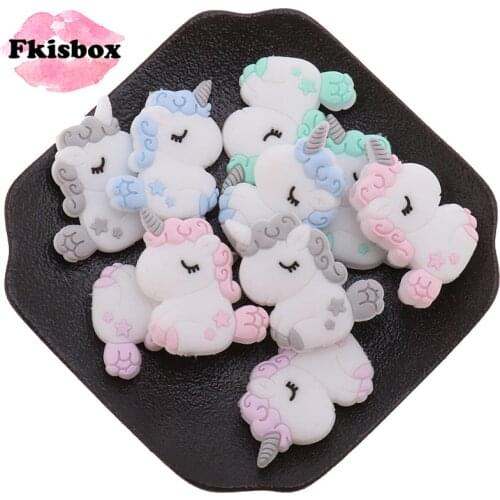 Mini 10pcs Unicorn Silicone Baby Teether Beads BPA Free Newborn Bitting Jewelry Accessories DIY Infant Teething Necklace Koala