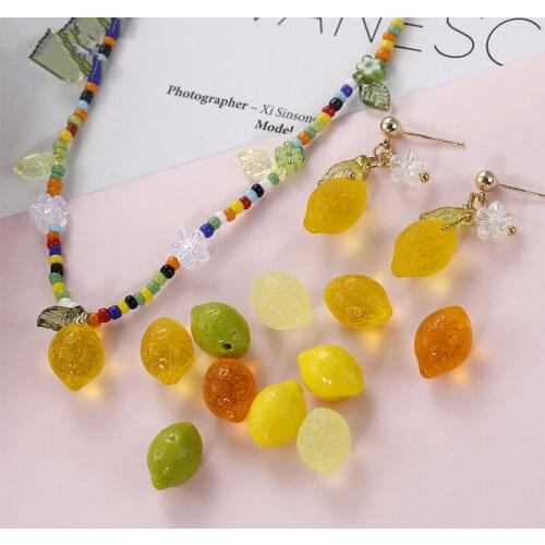 Min order 20pcs/lot color beads Handmade lemon shape acrylic charms diy jewelry necklace/earring/garment accessory