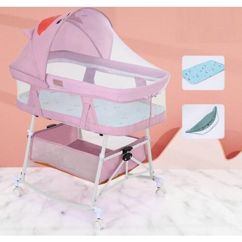 Multifunctional Baby Cradle Bed with 4 Wheels, 2-in-1 Moses Basket, Portable Crib Suitable For 0-12 Months Newborn