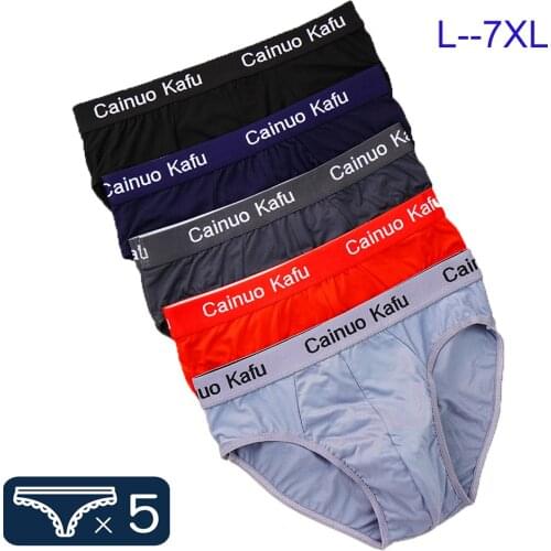 5 Pcs/Lot Fashion Mens Briefs Pure Cotton Breathable Underwear Designer Homme Boxers Panties Plus Size L-7XL Free Shipping