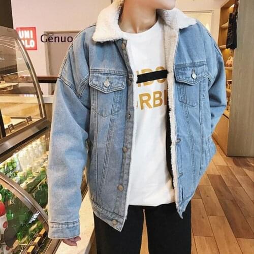 Men Light Blue Winter Jean Jackets Outerwear Warm Denim Coats New Men Large Size Wool Liner Thicker Winter Denim Jackets
