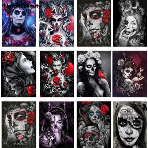 Halloween Diamond Painting Kit Full Square Round Drill Skull Art Diamond Embroidery Cross Stitch Kits Handicraft Home Wall Decor