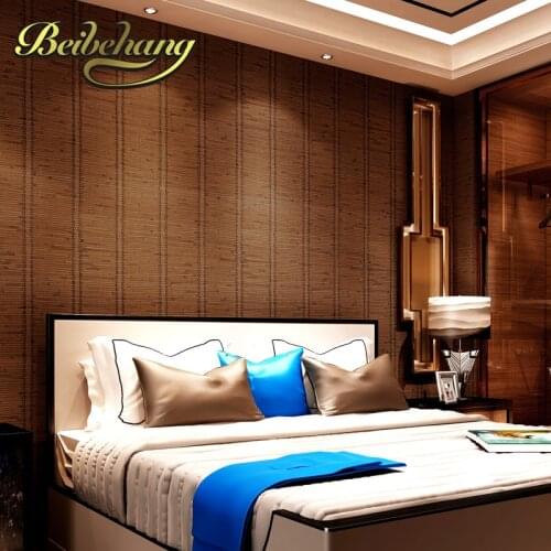 Beibehang wall paper Pune Southeast Asian style straw texture vertical striped classic wallpaper paved den restaurant backdrop