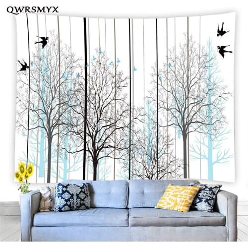 Tree And Bird Tapestry Vertical Stripes Wall Aesthetic Animals Hippie Art Wall Hanging LivingRoom Bedroom Decor Wall Tapestries
