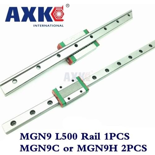 Real Linear Rail AXK Router Parts 1pc 9mm Width Linear Guide Rail 500mm Mgn9 + 2pc Mgn Mgn9c or MGN9H Blocks Carriage For Cnc