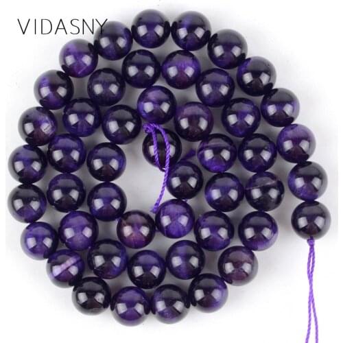 Natural Gem Purple Tiger Eye Round Stone Beads For Needlework Jewelry Making 6 8 10mm Spacer Beads Diy Bracelet Necklace 15