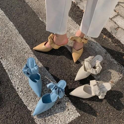 New Pointed Toe Stiletto Heel Closed Toe Lazy Womens Sandals
