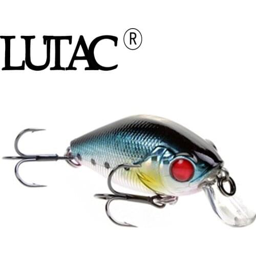 LUTAC Wholesale Floating 40mm7g DC4D Crankbait VMC Hook Long Casting ABS Hard Plastic Artificial 3D Fish Eyes Lures Mini Tackle
