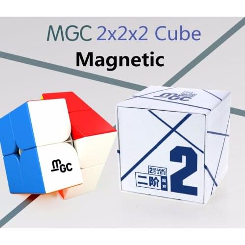 Original YJ MGC 2x2 Magnetic Stickerless Magic Cube Yongjun MGC 2*2 Speed Cube for Brain Training Toys for Children Kids