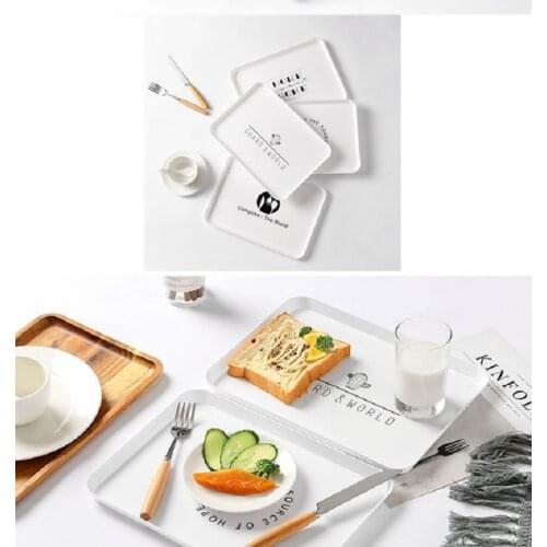 1PCS Food Plastic Dessert Serving Tray Tea Breakfast Bread Tray Snack Plate Storage Plates Square Cosmetics Dish Plate Dish