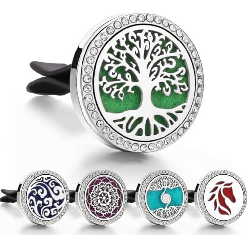 Aromatherapy Jewelry Diffuser Pendant Locket Crystal Car Air Freshener Vent Clip Perfume Essential Oil Diffuser Necklace Pendant