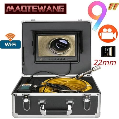 9" WiFi Wireless DVR HD 1000TVL Drain Sewer Pipeline Industrial Endoscope System 22mmPipe Inspection Video Camera