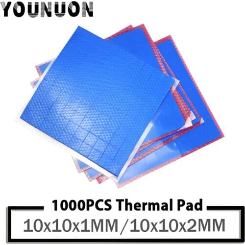 1000PCS YOUNUON 10mm*10mm*1mm/2mm SMD DIP IC Chip Conductive Thermal Pad GPU CPU Heatsink Cooling Conductive Silicone Pad
