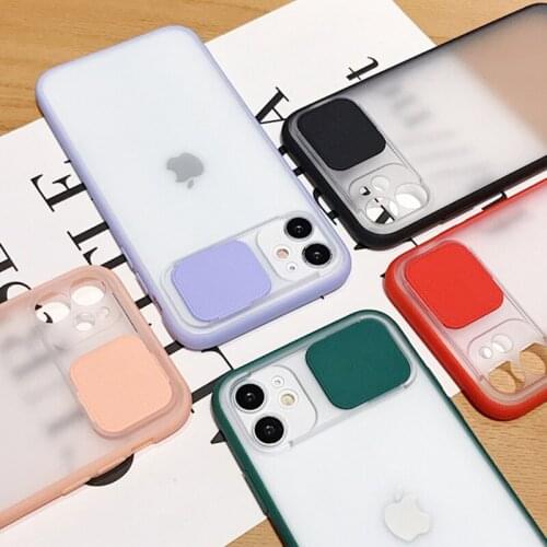 Slide Camera Lens Protection Matte Phone Case For iPhone 12 11 Pro XS Max XR 6 6S 7 8 Plus X SE2020 Transparent Back Cover Shell