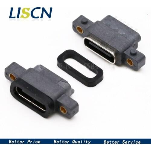 2PCS USB 3.1 Type-C 6Pin Female SMD DIP Connector With Screw Hole For DIY PCB Design High Current Fast Charging Port